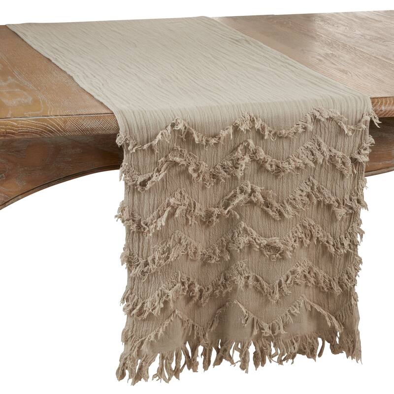 Chevron Table Runner With Fringe Design