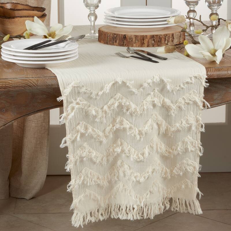 Chevron Table Runner With Fringe Design