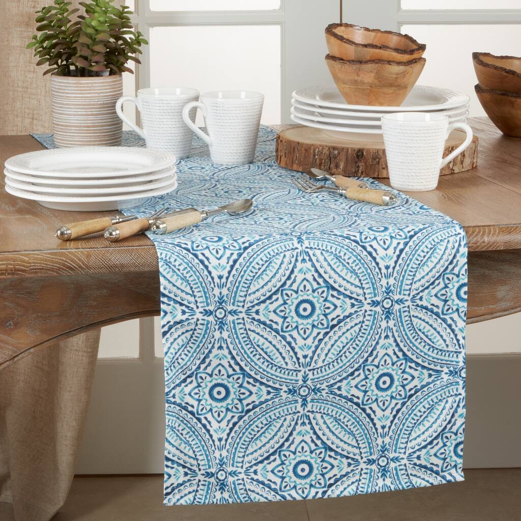 Outdoor Table Runner With Kaleidoscope Design