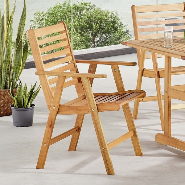 Shop Hatteras Outdoor Patio Eucalyptus Wood Dining Armchair Overstock 30650304