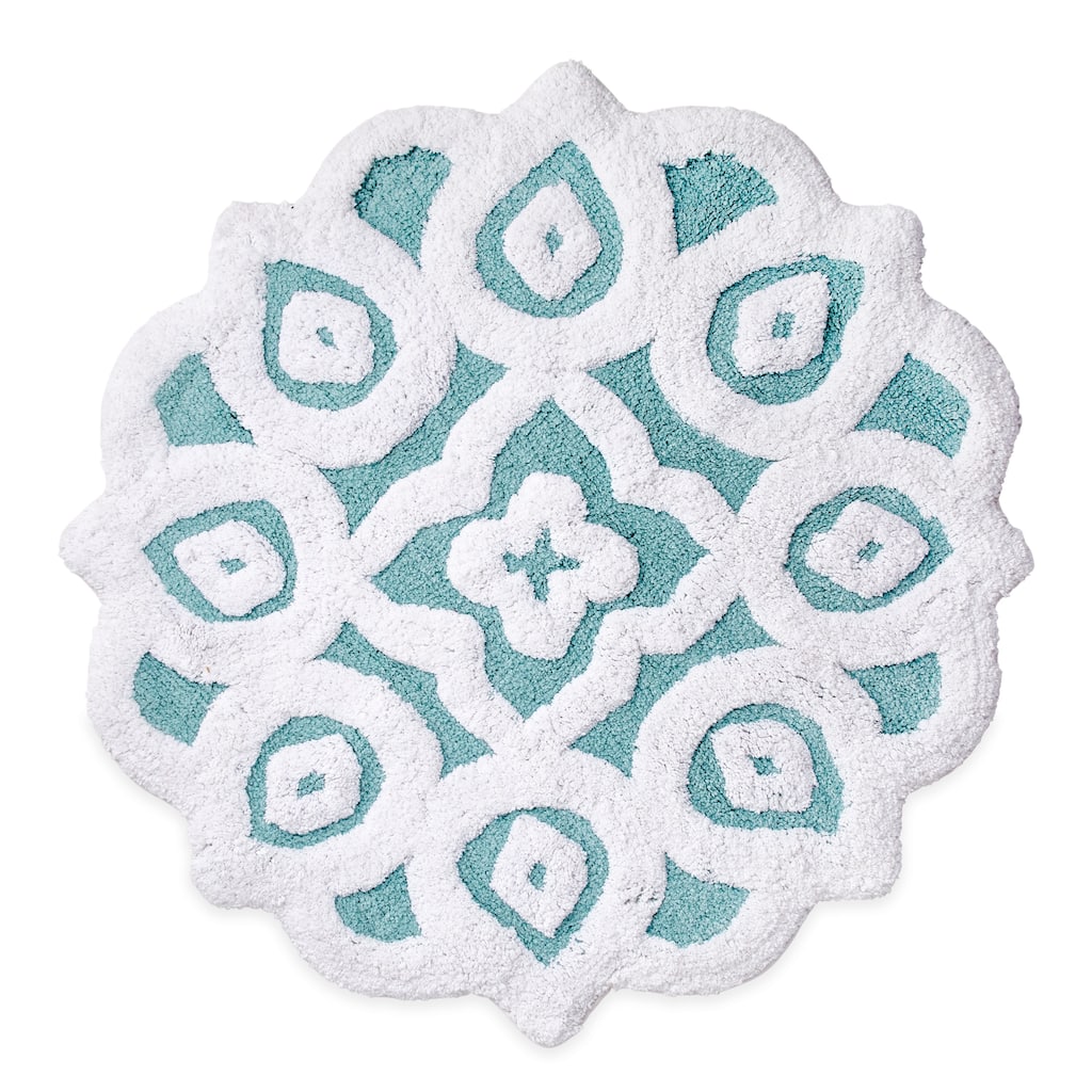 Porch & Den Crystal Creek Blue Medallion Bath Rug