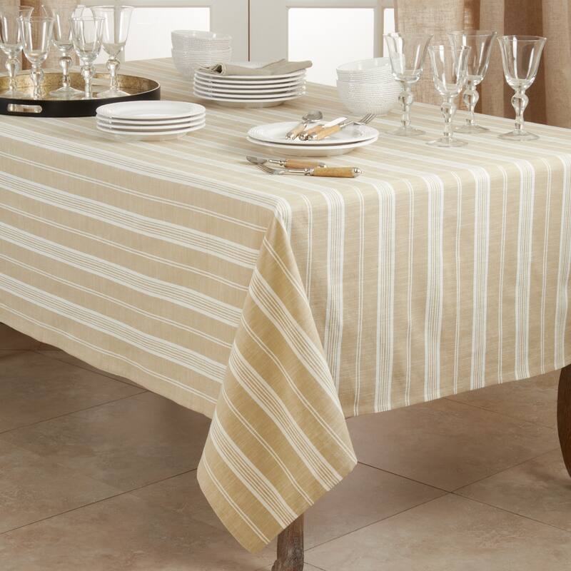 Cotton Tablecloth With Striped Design