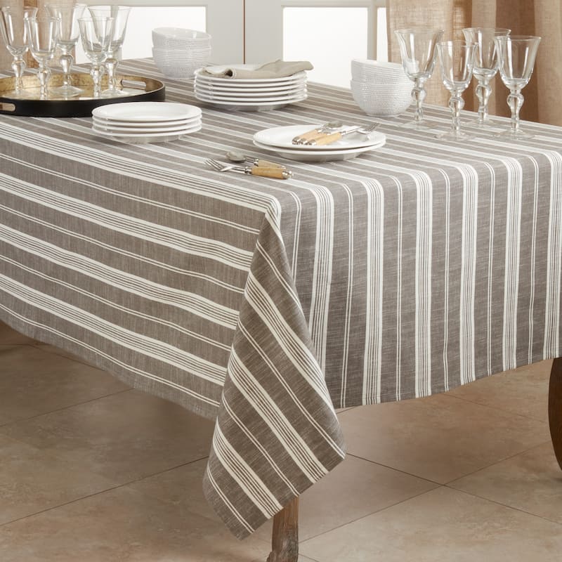 Cotton Tablecloth With Striped Design