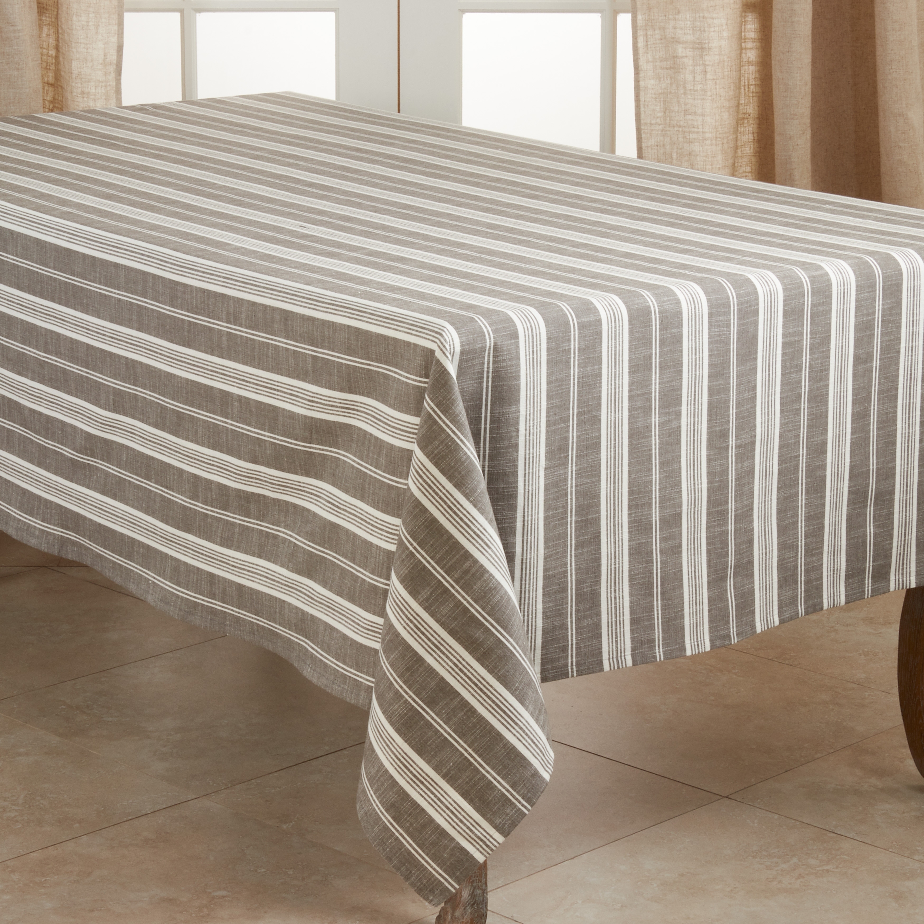 Saro Lifestyle Cotton Tablecloth with Striped Design