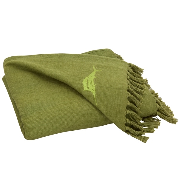 Shop Tommy Bahama Canvas Fringe Green Throw - Overstock ...