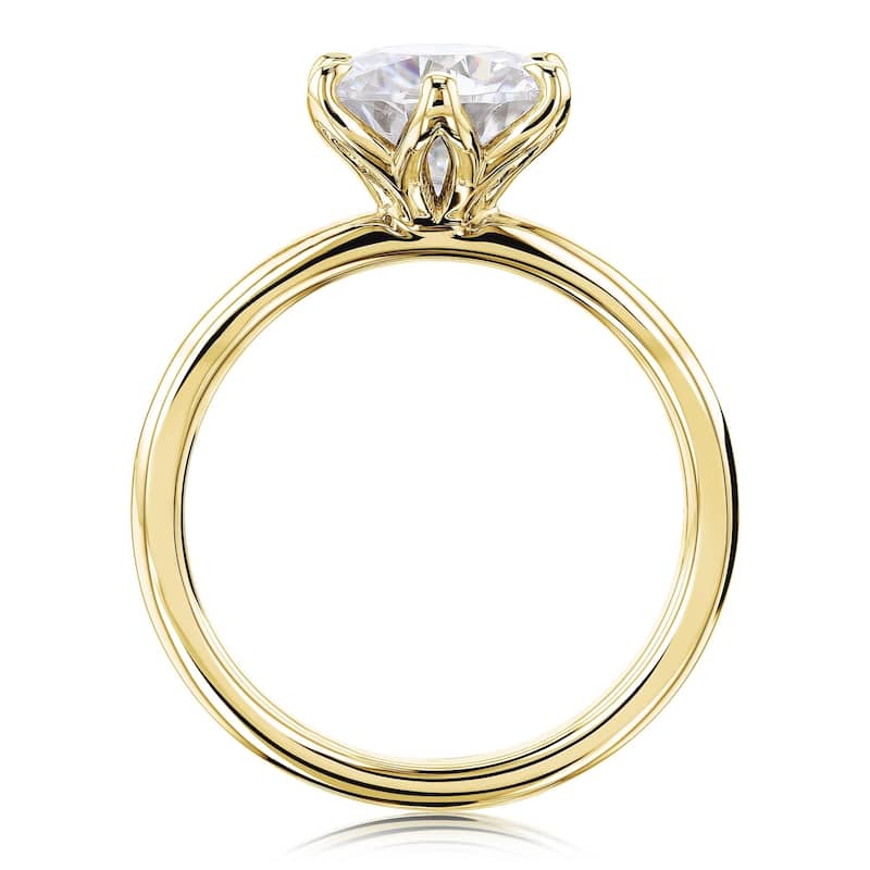 Annello by Kobelli 14k Gold 1.9 Carat Round Forever One Moissanite Solitaire 6-Prong Floating Comfort Fit Bridal Set (DEF/VS)
