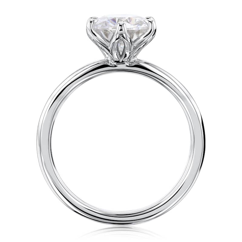 Annello by Kobelli 14k Gold 1.9 Carat Round Moissanite Solitaire 6-Prong Floating Tulip Head Comfort Fit Bridal Set