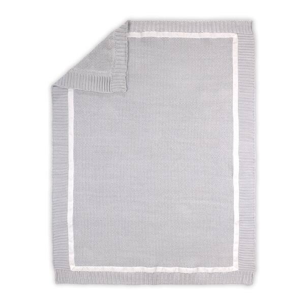 slide 1 of 1, Farmhouse Grey Knit Blanket by The Peanutshell.