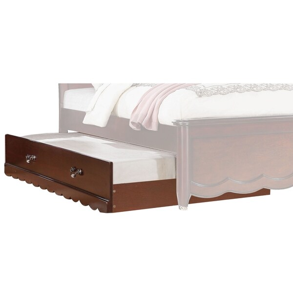 Shop Spacious Wooden Trundle with Metal Handle and Curvy Apron, Brown