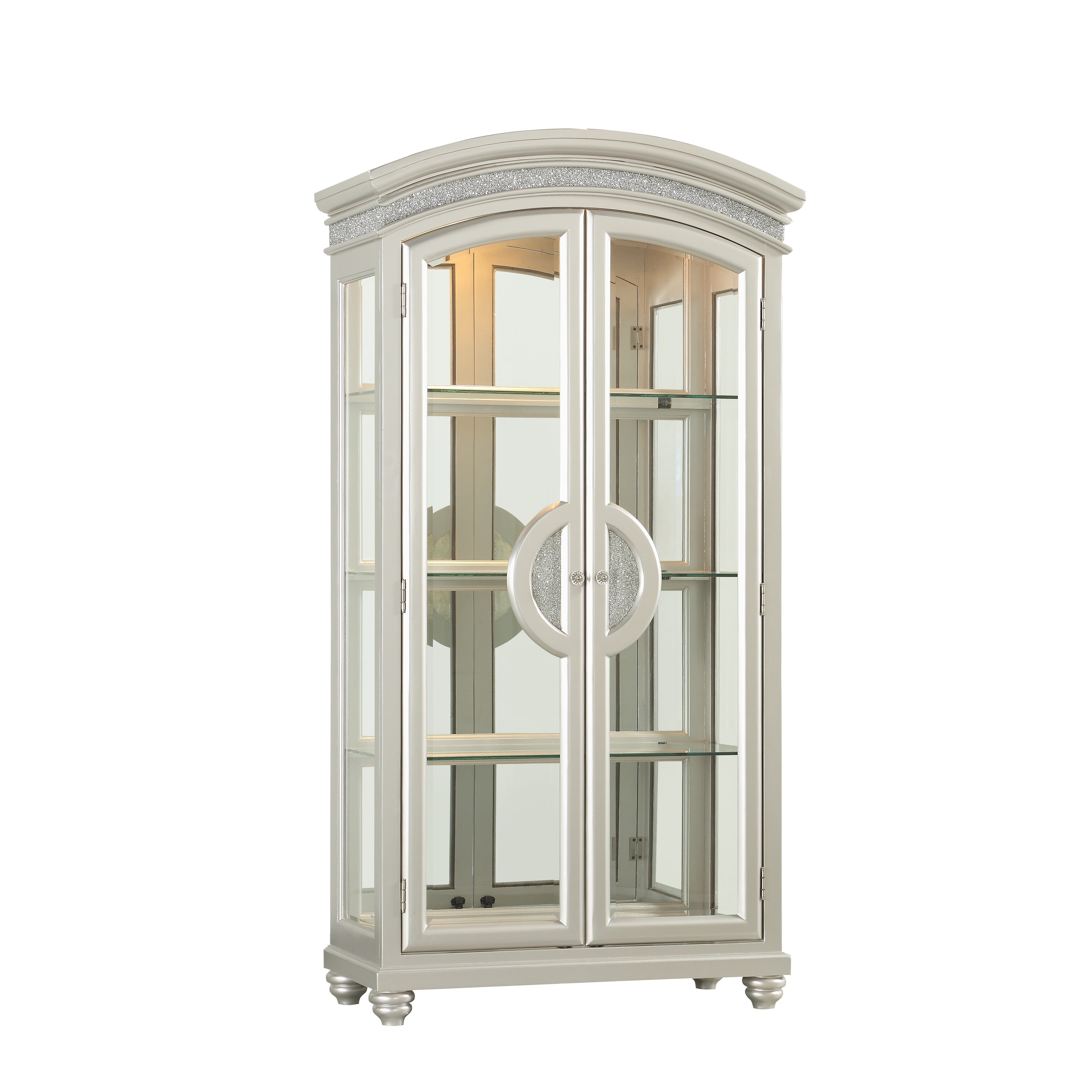 Shop Sparkling Curio Cabinet With Rhinestone Inlays Silver And
