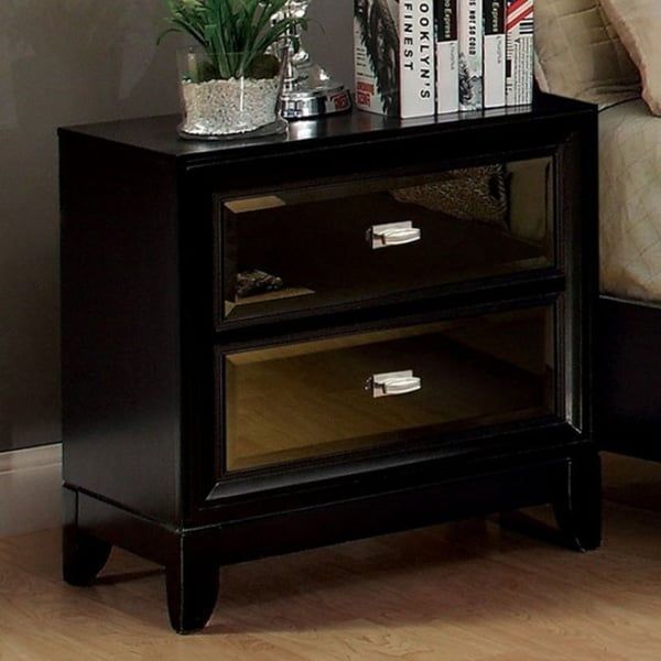 Gold-Tinted Mirror Panels Nightstand