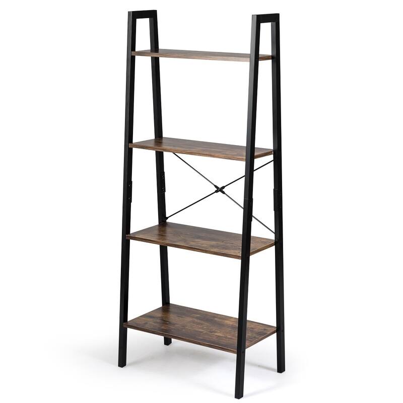 4-Tier Ladder Storage Rack Bookcase Display Shelves Plant Stand