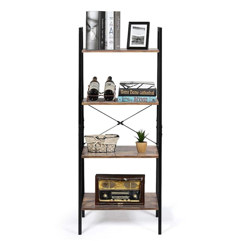 4-Tier Ladder Storage Rack Bookcase Display Shelves Plant Stand