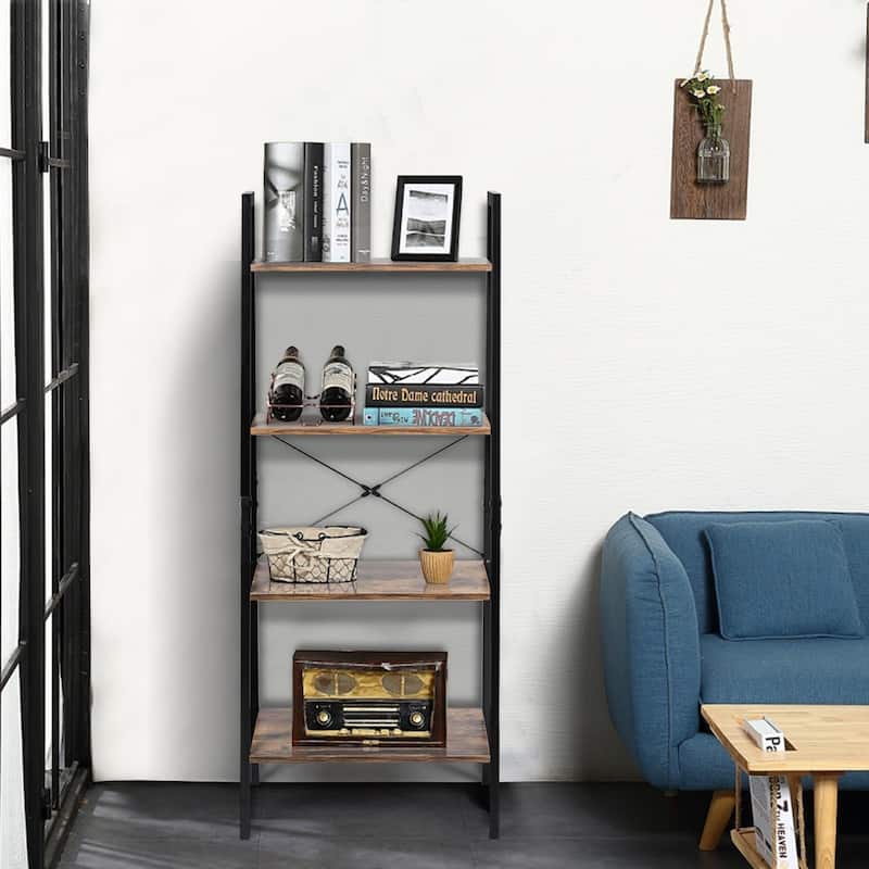 4-Tier Ladder Storage Rack Bookcase Display Shelves Plant Stand