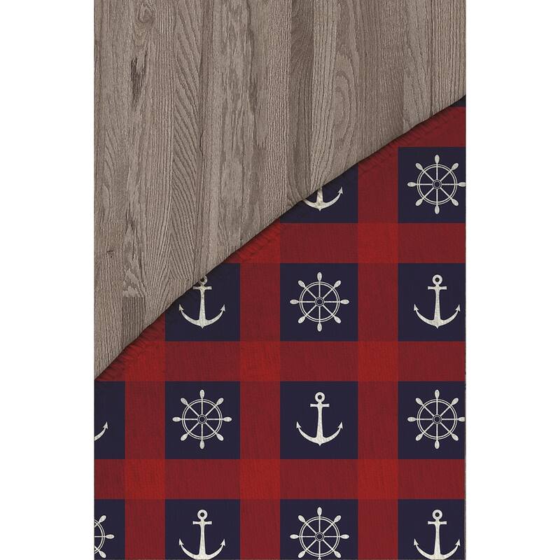 ANCHOR GALORE NAVY and RED Area Rug by Kavka Designs Bed Bath & Beyond 30657999
