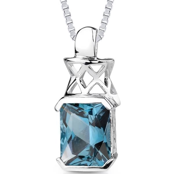 slide 1 of 4, 5 ct Radiant Cut London Blue Topaz Pendant Necklace in Sterling Silver
