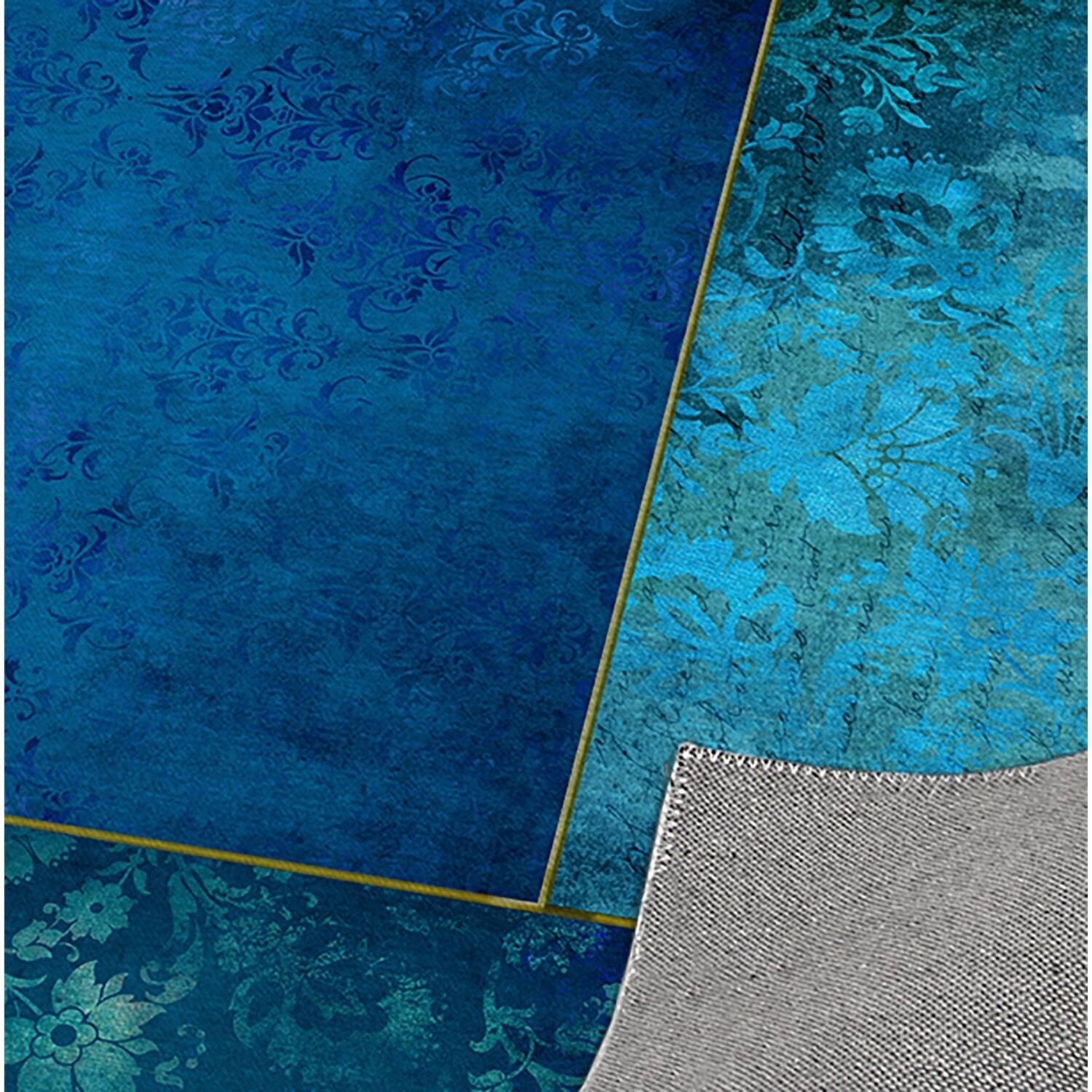 ECLECTIC BOHEMIAN PATCHWORK BLUE AND GREEN Kitchen Runner By Kavka