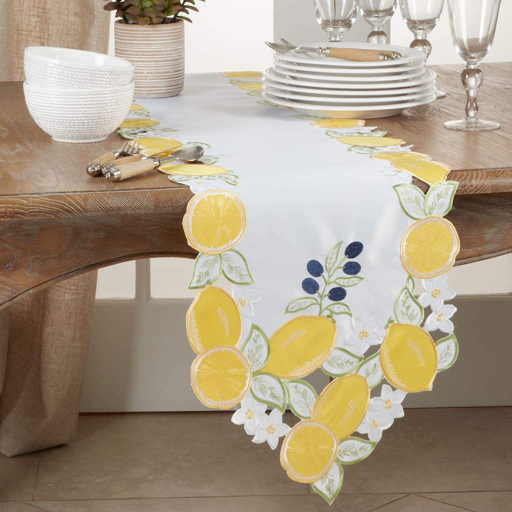 Cutwork and Embroidered Table Runner With Lemon Design