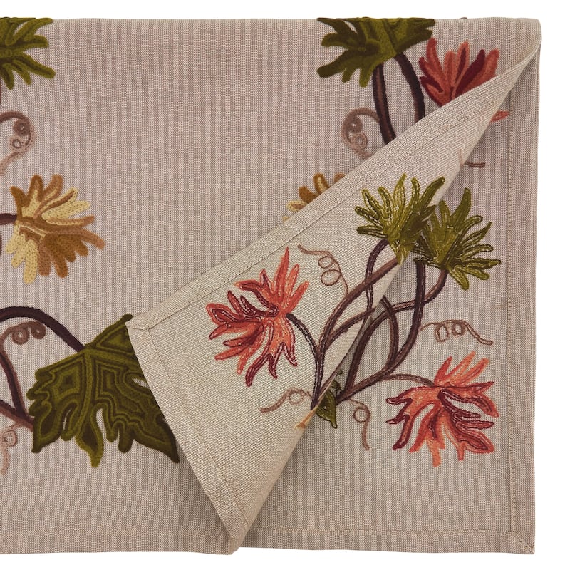 Fall Leaf Design Embroidered Table Runner - 16"x72"