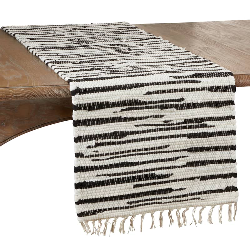 Cotton Table Runner With Zebra Chindi Design