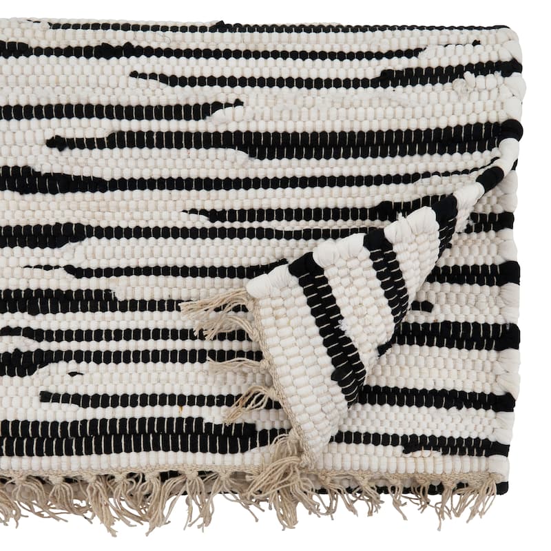 Cotton Table Runner With Zebra Chindi Design
