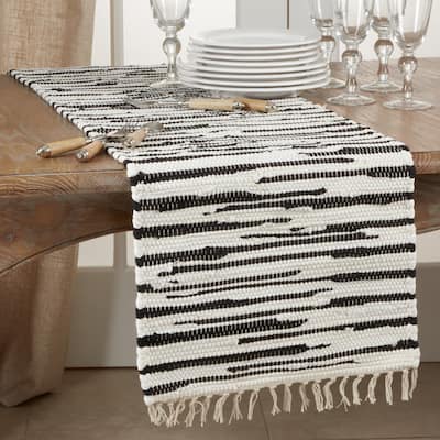 Cotton Table Runner with Zebra Chindi Design
