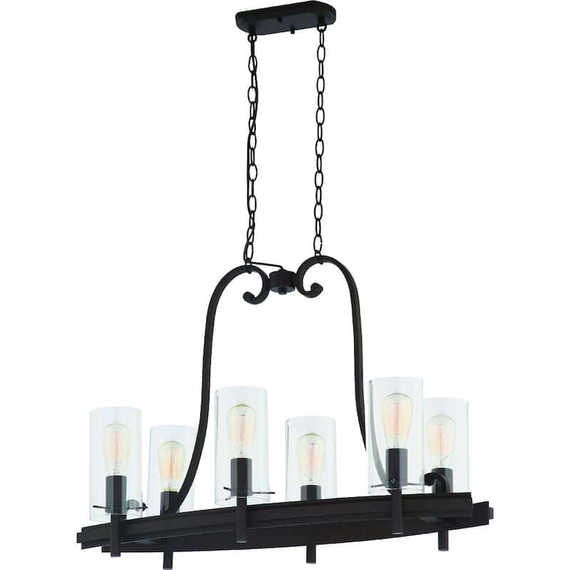 Volume Lighting Regina 6-Light Antique Bronze Linear Island Chandelier