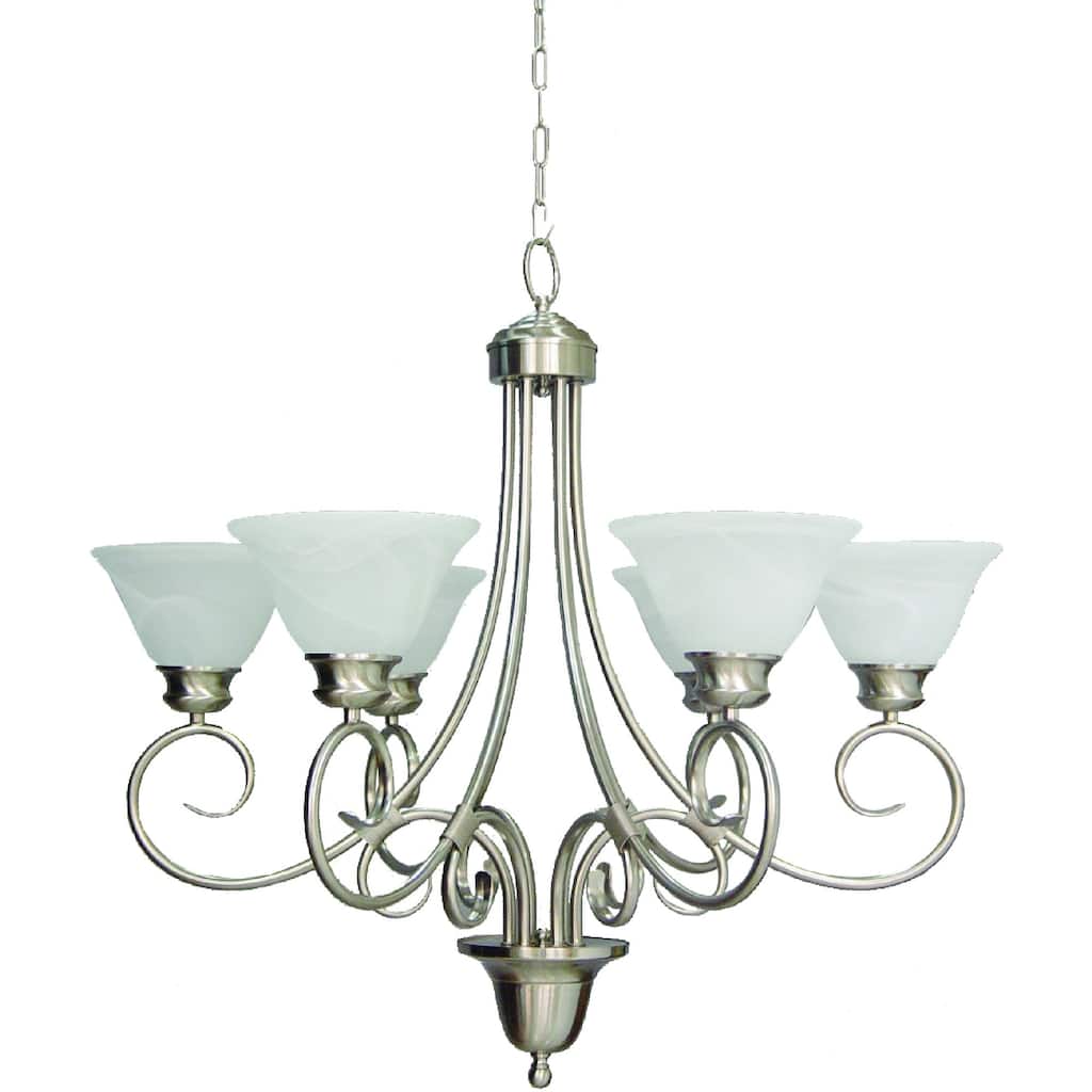 Volume Lighting Troy 6-Light Indoor Brushed Nickel Hanging Chandelier