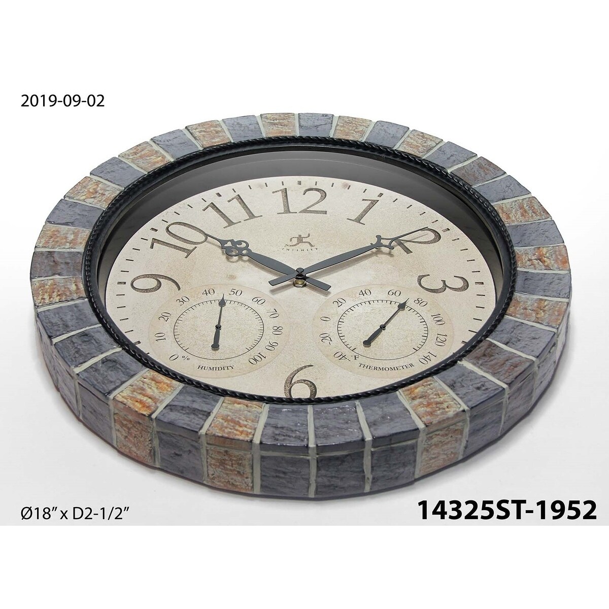 Shop Inca Indoor Outdoor Stone 18 Inch Wall Clock With Temperature Humidity Overstock 30658820