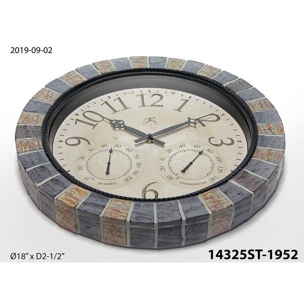 Shop Inca Indoor Outdoor Stone 18 Inch Wall Clock With Temperature Humidity Overstock 30658820