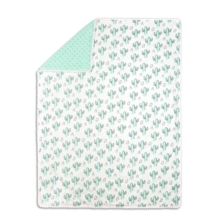 The Peanutshell Cactus Print Blanket in Mint.