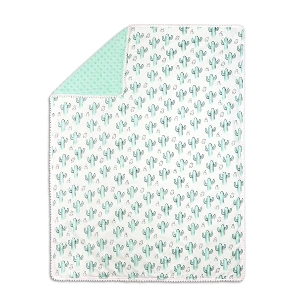 slide 1 of 1, The Peanutshell Cactus Print Blanket in Mint.