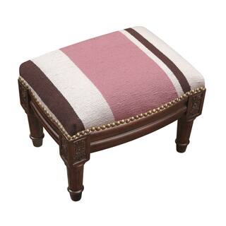 Pink and Brown Stripe Needlepoint Footstool