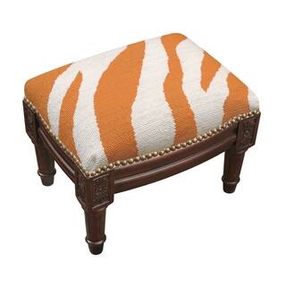 Orange Zebra Stripe Needlepoint Footstool