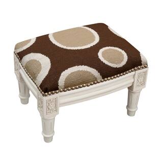 Brown Circle Needlepoint Footstool