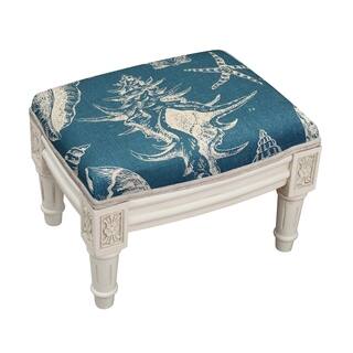 Navy Seashells Footstool
