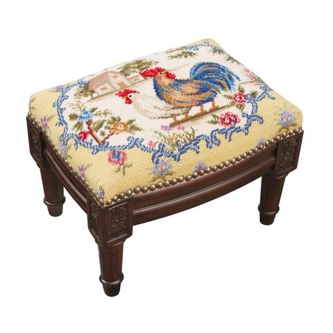 Rooster Needlepoint Footstool
