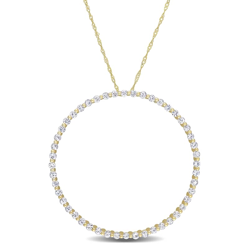 Miadora 10k Yellow Gold White Sapphire Circle of Life Necklace