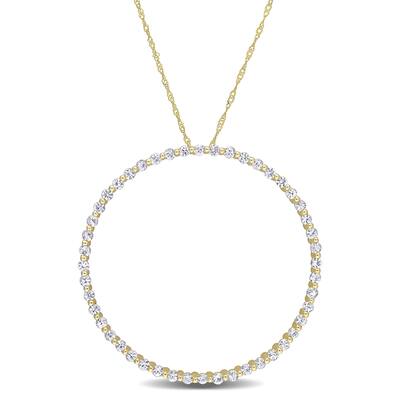 Miadora 10k Yellow Gold White Sapphire Circle of Life Necklace
