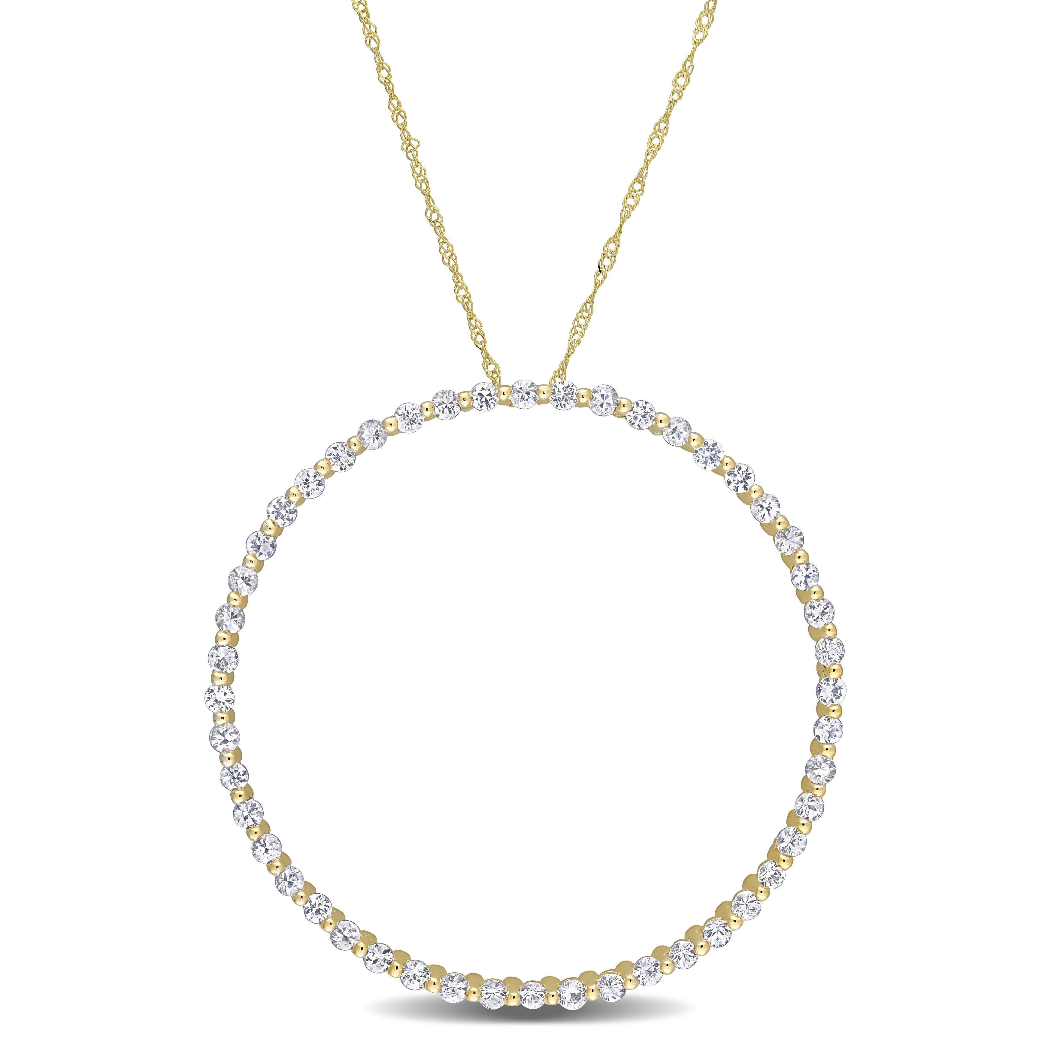 Miadora 10k Yellow Gold White Sapphire Circle of Life Necklace