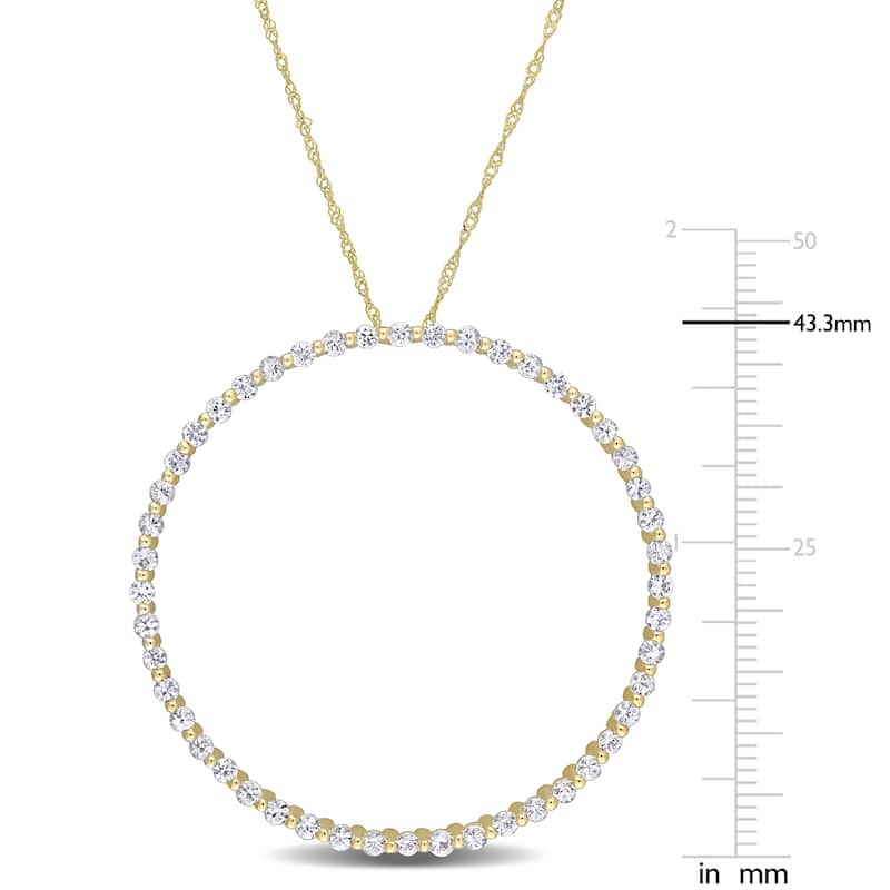 Miadora 10k Yellow Gold White Sapphire Circle of Life Necklace