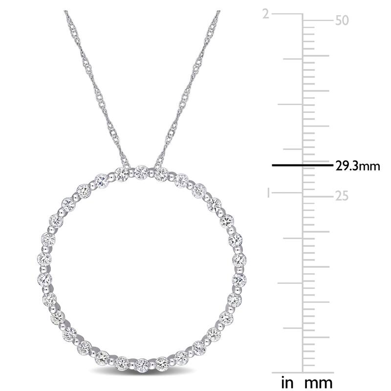 Miadora 10k White Gold White Sapphire Circle of Life Bead Necklace