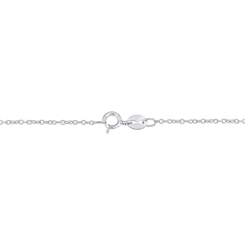 Miadora Sterling Silver with Black Rhodium Plated Created Blue and White Sapphire Station Necklace