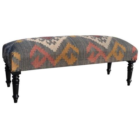 Handmade Indo Upholstered Bench (48 x 15 x 18) - 48 x 15 x 12
