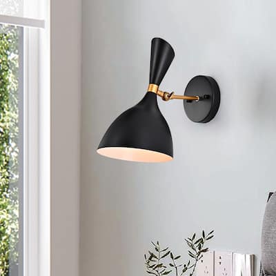 Carbon Loft Rowe Matte Black/Gold 1-light Wall Sconce