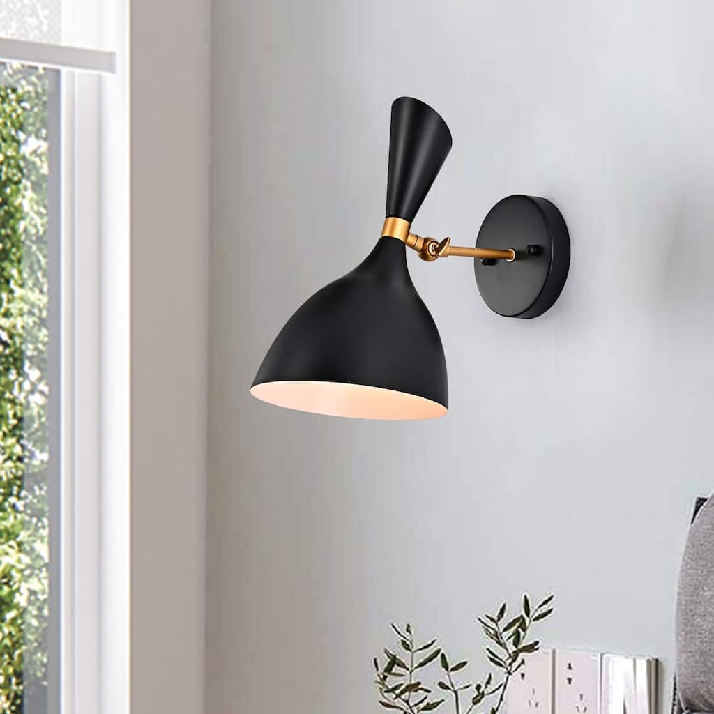 Carbon Loft Rowe Matte Black/Gold 1-light Wall Sconce