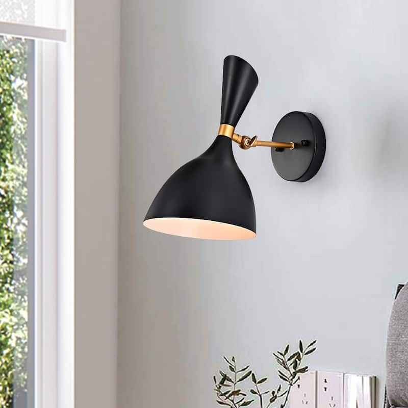 Carbon Loft Rowe Matte Black/Gold 1-light Wall Sconce