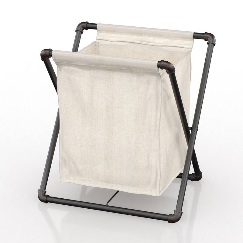Linley Industrial Sand Black Metal Foldable Laundry Hamper by Furniture of America