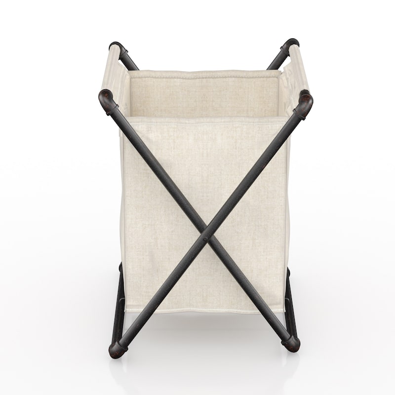Linley Industrial Sand Black Metal Foldable Laundry Hamper by Furniture of America