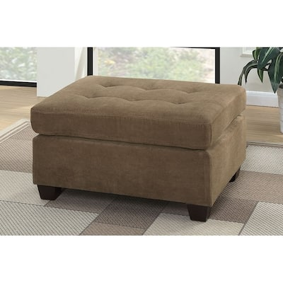 Smooth Waffle Suede Cocktail Ottoman, Brown